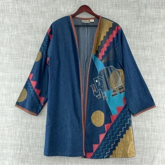 Vintage Mocato Aftrican open front Jacket Size Large 9157 - Picture 1 of 11